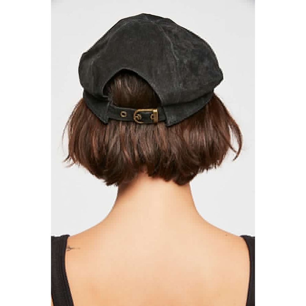 FREE PEOPLE suede black conductor/lieutenant hat - Picture 3 of 3